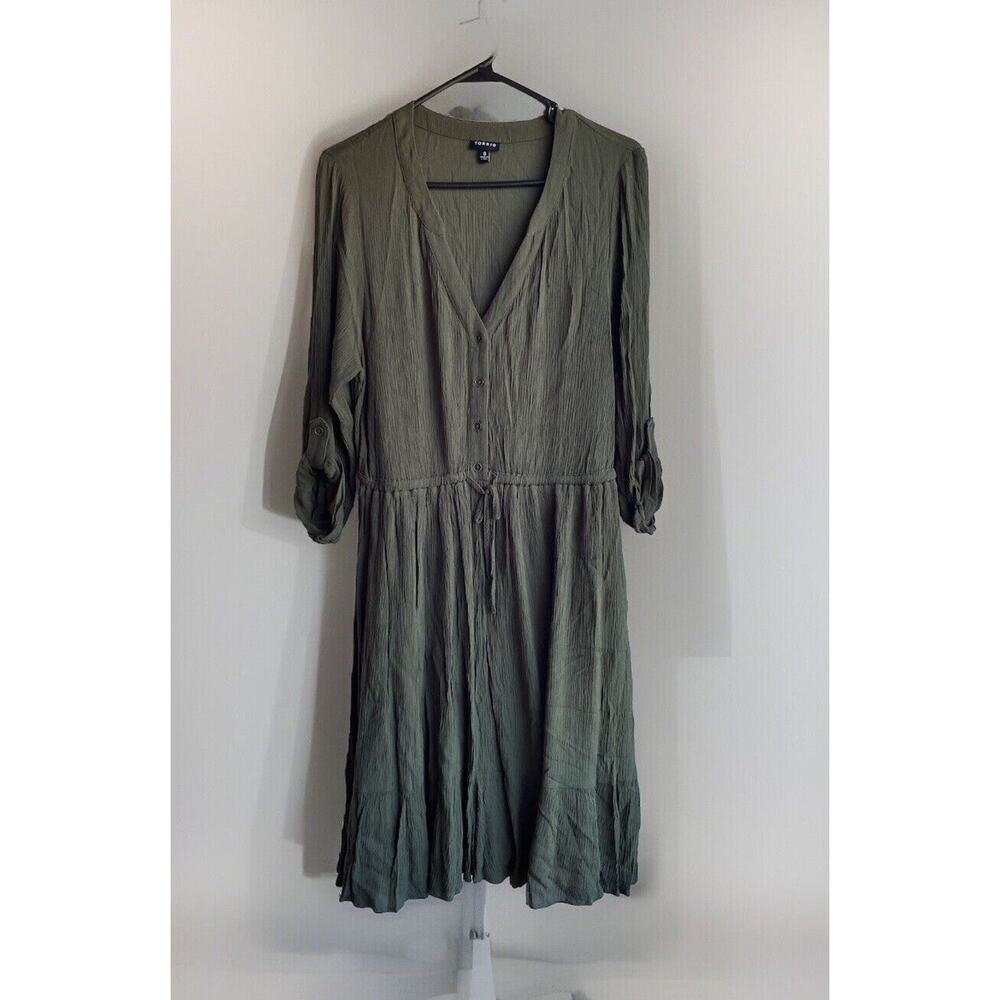 Torrid Olive Green Midi Dress Long Sleeve Size 0 Casual Formal Summer